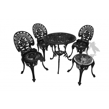 Zestaw nr 04 - stół ø 66 cm + 3 krzesła z liściem + 1 taboret z liściem